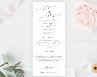 SALE! Wedding Program Template, Editable Wedding Programs, Instant Download, Custom Wedding Program Printable, DIY Ceremony Program inv00203