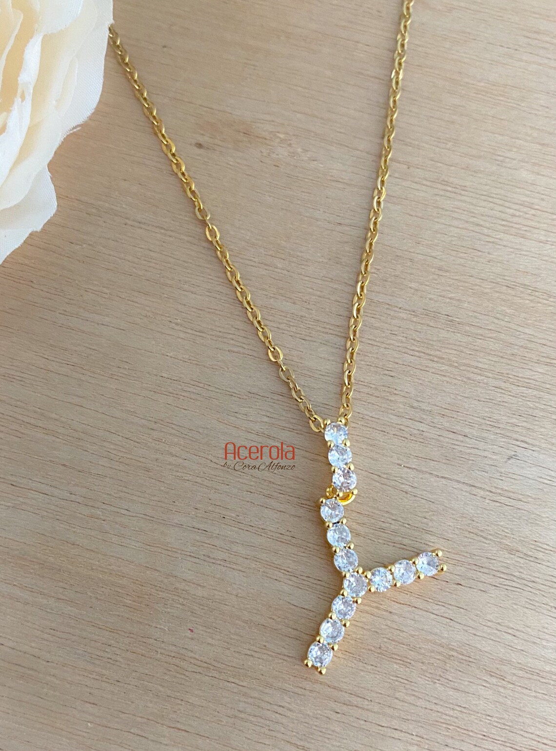 Hermosa cadena con tu Inicial en zirconias Etsy