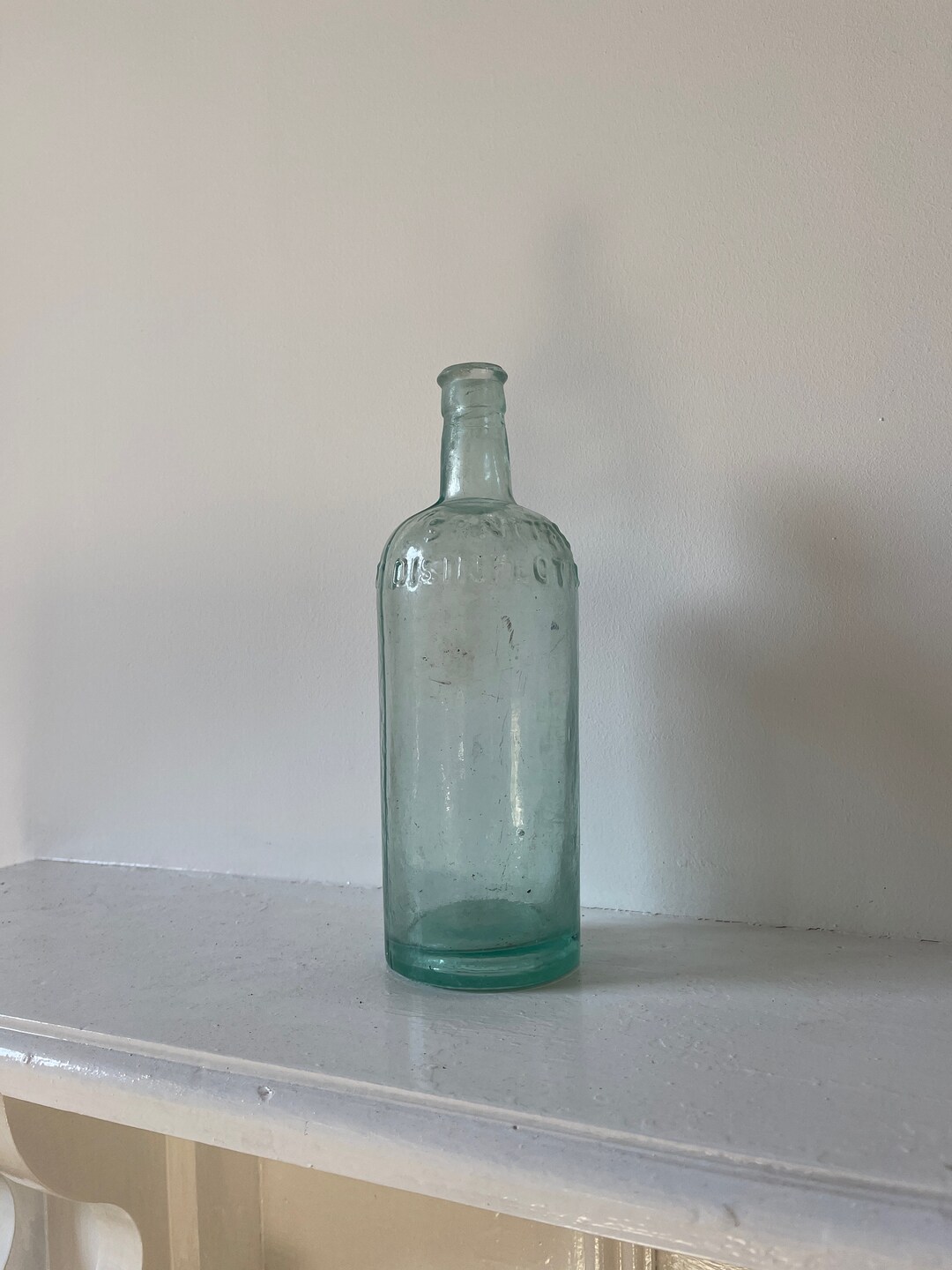 Antique English Glass Bottle Beautiful Bluey Green Colour Etsy