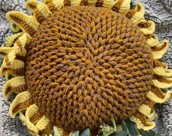 Patrón cojín girasol a crochet Descargar PDF