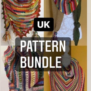 Crochet PATTERN BUNDLE! 4 scrappy patterns. UK terms.