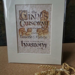 Giants Causeway Irish Handfinished Illustrated Print Gift from Ireland