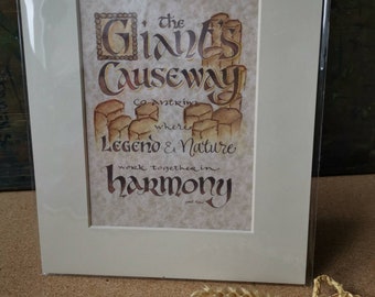 Giants Causeway Irish Handfinished Illustrated Print Gift from Ireland