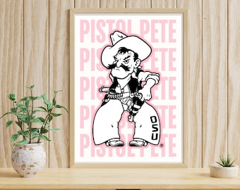 Póster digital de Oklahoma State Pistol Pete Pink para pared, descarga digital.