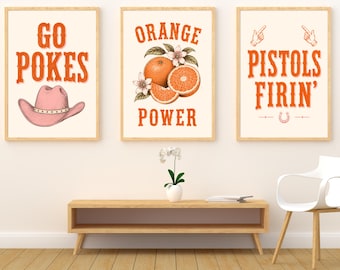Conjunto de láminas decorativas OSU Cowboys Go Pokes, impresión de Oklahoma State, descarga digital