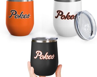 Vaso térmico sin tallo para vino de Oklahoma State Pokes, vaso aislante de OSU