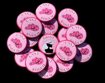 Cowgirl Bachelorette Party Buttons: Last Rodeo Bride Pack