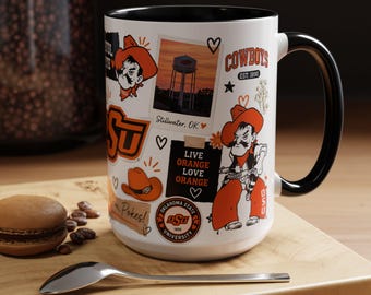 Taza de café con collage de los OSU Cowboys, regalo de la Universidad Estatal de Oklahoma, taza de 444 ml (15 oz)