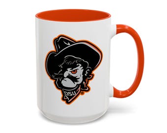 Taza con el logo de Pistol Pete de Oklahoma State, taza de café de los Cowboys de OSU