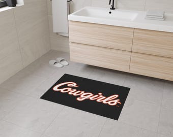 Alfombrilla de baño con el logo de las Oklahoma State Cowgirls, alfombra de baño negra de OSU.