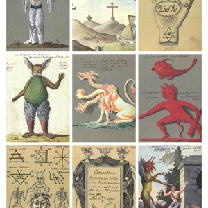 Raccolta di carte collezionabili artistiche Compendio di Demonologia e Magia — Da utilizzare per diari e altro ancora