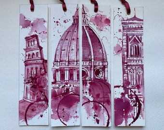 Florence & Rome Watercolor Bookmarks - Hand Made