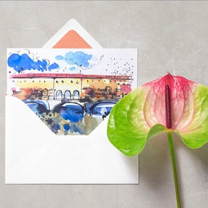 Postal Puente Viejo de Florencia, Acuarela [10x15 cm]
