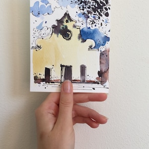 Cartolina Firenze, Acquarello - Chiesa di Santa Maria Novella [10x15 cm]