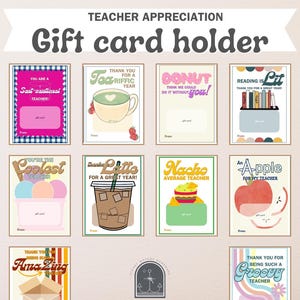 Remerciement vibrant d'appréciation de l'enseignant pour la « fin d'année » : porte-cartes cadeau à imprimer - soyez cool !