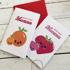 Carte BOGO Retro Fruit World's Best Momma [à imprimer à la maison] Cartes de vœux pour la Fête des Mères - Imprimable Bon plan !