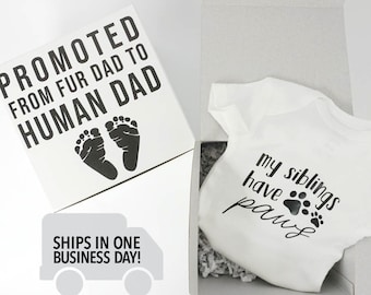 Promoted from Fur Dad to Human Dad Pregnancy Announcement for Husband | I'm Pregnant Gift Box | My Siblings Have Paws