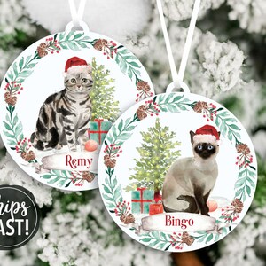 Personalized Cat Ornament | Choose Your Breed | Cute Cat Christmas Ornament | Cat Mom Christmas Ornament Gift for Cat Lover