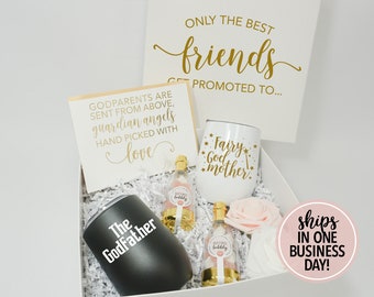 Godparent Proposal Gift Box | Will You Be My Godparents Gift Box Best Friend Promoted to Godparents Godmother and Godfather Tumbler Gift