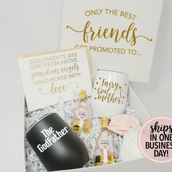 Godparent Proposal Gift Box | Will You Be My Godparents Gift Box Best Friend Promoted to Godparents Godmother and Godfather Tumbler Gift