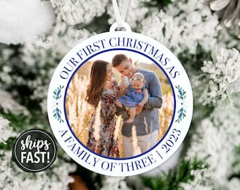 Our First Christmas as a Family of Three Ornament | Baby's First Christmas Ornament New Baby Ornament Family Christmas Ornament