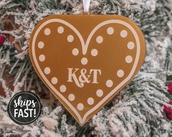 Personalized Couples Initials Cookie Ornament | Gingerbread Cookie Initials Christmas Ornament Personalized Our First Christmas Ornament