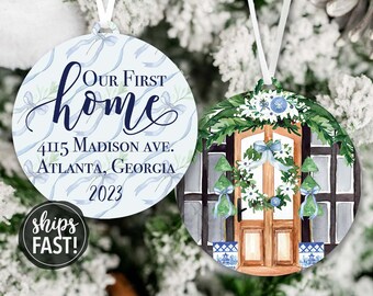Personalized First Home Christmas Ornament | Our First Christmas in Our First Home Ornament Grandmillennial Southern Preppy Housewarming
