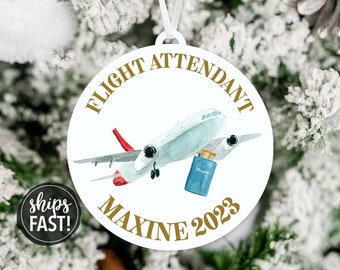 Personalized Flight Attendant Ornament | Custom Flight Attendant Ornament Flight Attendant Gift Gift for Flight Attendant