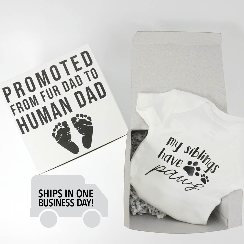 Promoted from Fur Dad to Human Dad Pregnancy Announcement for Husband | I'm Pregnant Gift Box | My Siblings Have Paws