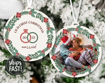 Personalized Married Christmas Ornament | Our First Christmas Married Ornament Married Photo Ornament Married Picture Ornament Gift for Wife