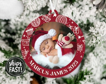 Baby's First Christmas Photo Ornament | Baby's First Christmas Ornament Baby Ornament Baby Gift Photo Ornament New Mom Gift