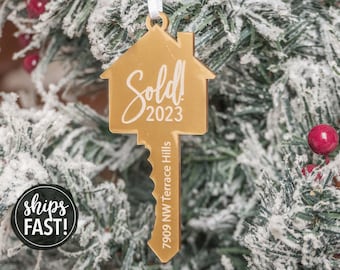 Sold House Christmas Ornament | House Key Ornament Personalized House Key Ornament Personalized First Home Ornament Engraved Key Ornament