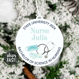 Nurse Graduation Ornament | Personalized Registered Nurse Graduation Ornament Graduated BSN 2024 Custom Nurse Grad Ornament