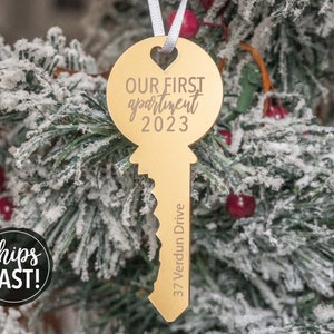 Personalized Our First Apartment Key Ornament | Personalized New Apartment Ornament Custom New Home Address Ornament Homeowner Ornament