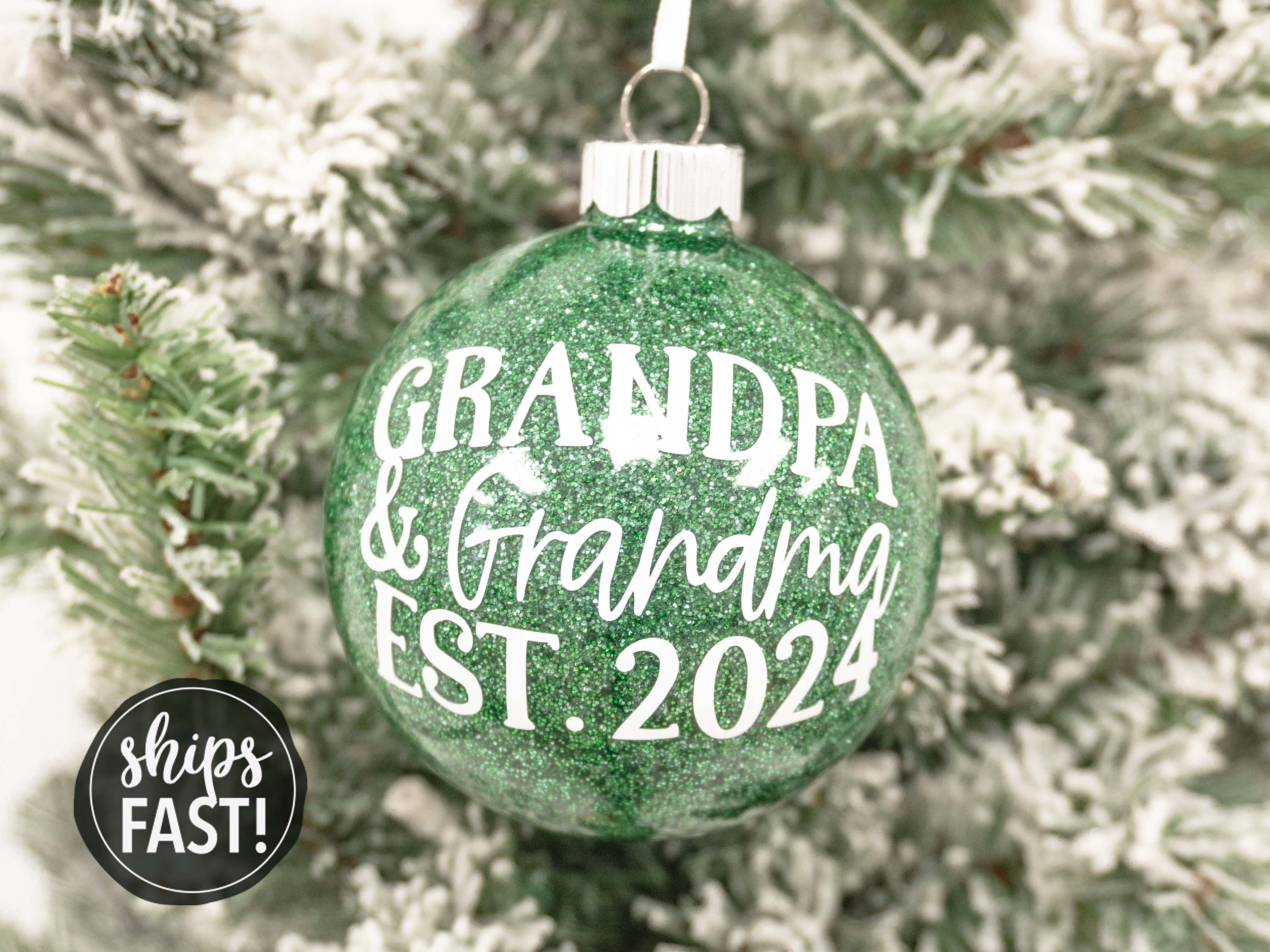 Grandpa and Grandma Ornament | Christmas Pregnancy Announcement Ornament Due 2024 I'm Pregnant Announcement Ornament