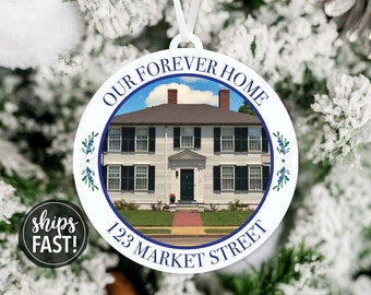 Our Forever Home Photo Christmas Ornament | Personalized New Home Picture Ornament Custom New Home Address Ornament Housewarming Gift