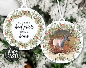 You Left Hoof Prints on Our Heart Horse Photo Acrylic Ornament | Memory Horse Ornament Personalized Horse Ornament Horse Memorial Ornament