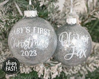 Personalized Baby's First Christmas Glass Ball Ornament | Custom Baby's First Christmas Gift | Gift for Baby's 1st Christmas Ornament