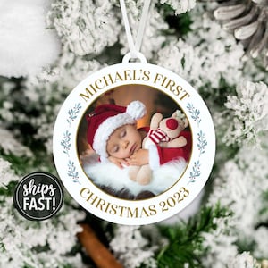 Baby's First Christmas Photo Ornament | Baby's First Christmas Ornament Baby Ornament Baby Gift Photo Ornament New Mom Gift