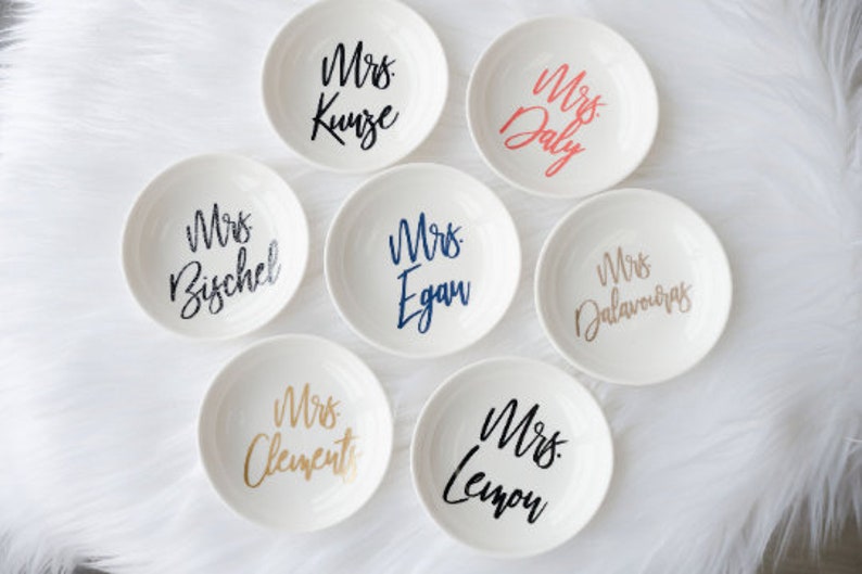 Personalized Mrs Ring Dish Engaged Ring Dish Personalized Ring Dish Gift for Bride Engaged Gift Ring Dish Stocking Stuffer Mrs Gift image 4