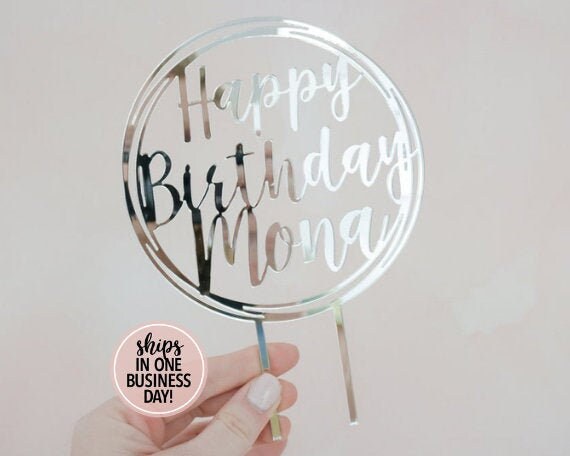 Personalized Circles Happy Birthday Name Cake Topper Modern Etsy Personalized Circles Happy Birthday Name Cake Topper Modern Etsy