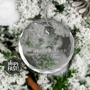 Anniversary Christmas Ornament | Crystal Glass Ornament Celebrating Years Ornament Married Christmas Ornament Anniversary Gift for Wife