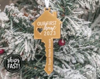 Our First Home Christmas Ornament | House Key Ornament Personalized House Key Ornament Personalized First Home Ornament Engraved Acrylic Key