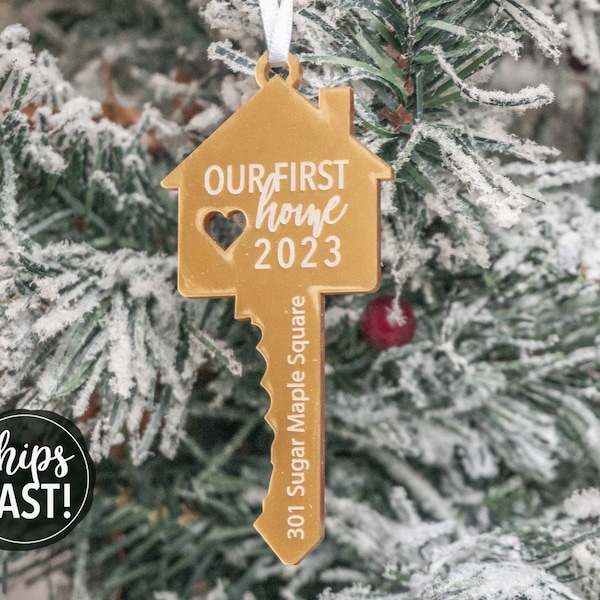 Our First Home Christmas Ornament | House Key Ornament Personalized House Key Ornament Personalized First Home Ornament Engraved Acrylic Key