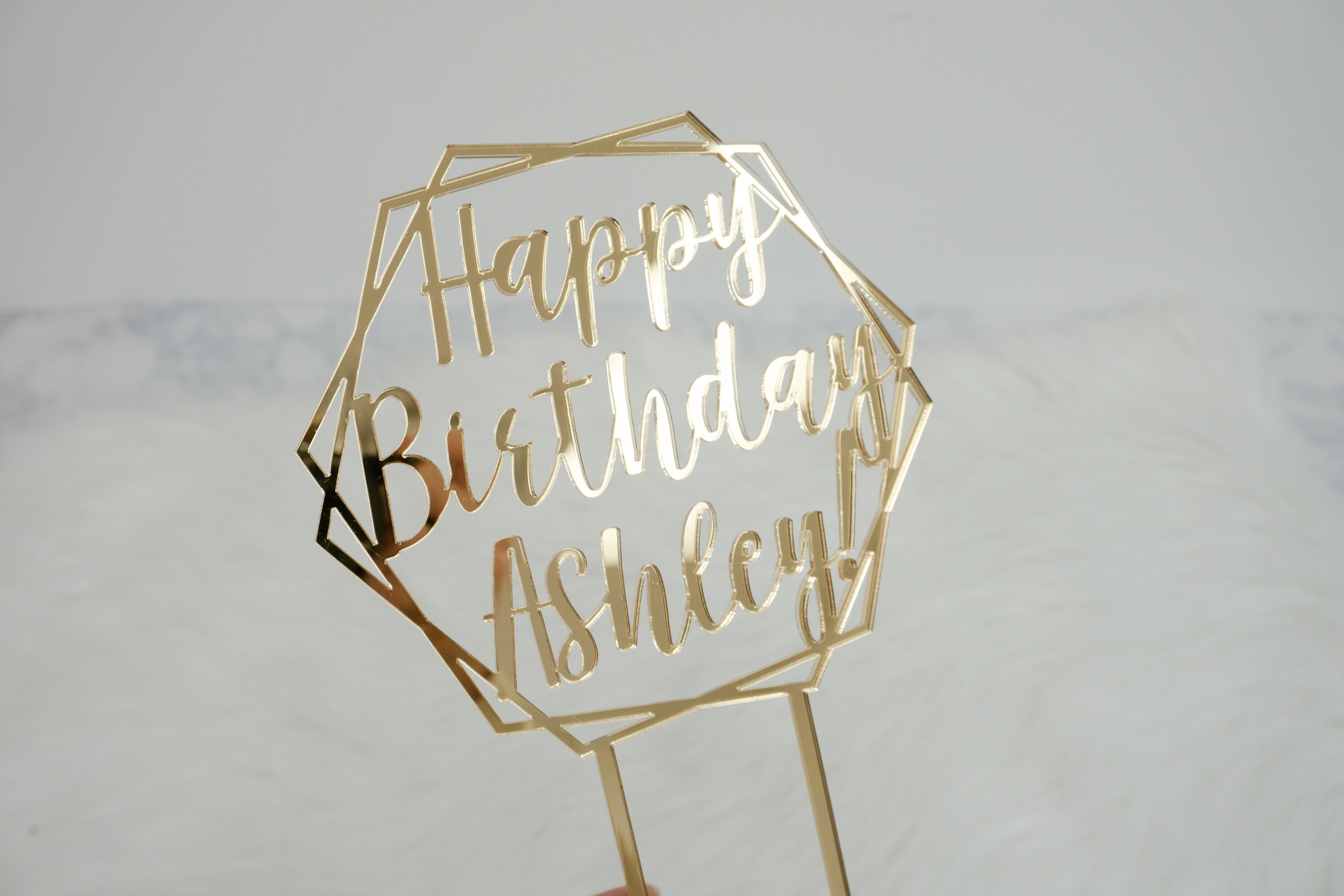 Personalized Hexagon Happy Birthday Name Cake Topper Hexagon Etsy