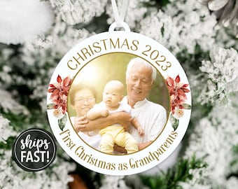 First Christmas as Grandparents Photo Christmas Ornament | Grandparents Christmas Ornament Picture Ornament for New Grandparents