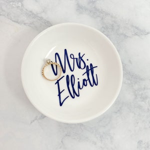 Personalized Mrs Ring Dish Engaged Ring Dish Personalized Ring Dish Gift for Bride Engaged Gift Ring Dish Stocking Stuffer Mrs Gift image 3