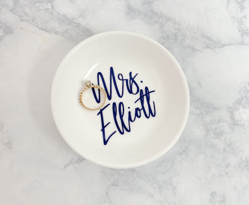 Personalized Mrs Ring Dish Engaged Ring Dish Personalized Ring Dish Gift for Bride Engaged Gift Ring Dish Stocking Stuffer Mrs Gift image 3