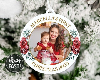 Baby's First Christmas Photo Ornament | Baby's 1st Christmas Ornament Baby Ornament Baby Gift Photo Ornament New Mom Gift