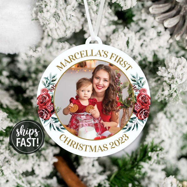 Baby's First Christmas Photo Ornament | Baby's 1st Christmas Ornament Baby Ornament Baby Gift Photo Ornament New Mom Gift